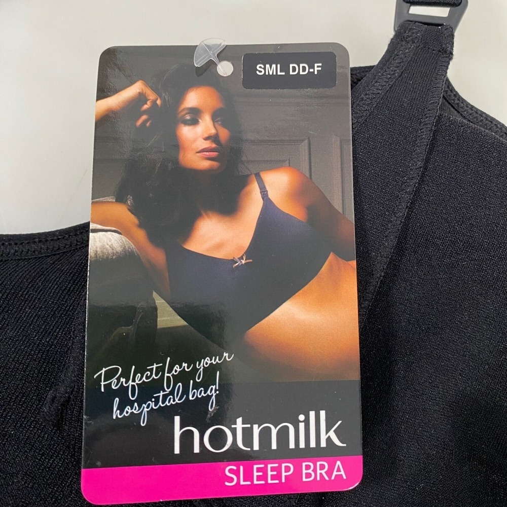 HotMilk Womens My Necessity Nursing Sleep Bra sz S DD-F NWT Black Wireless Comfy